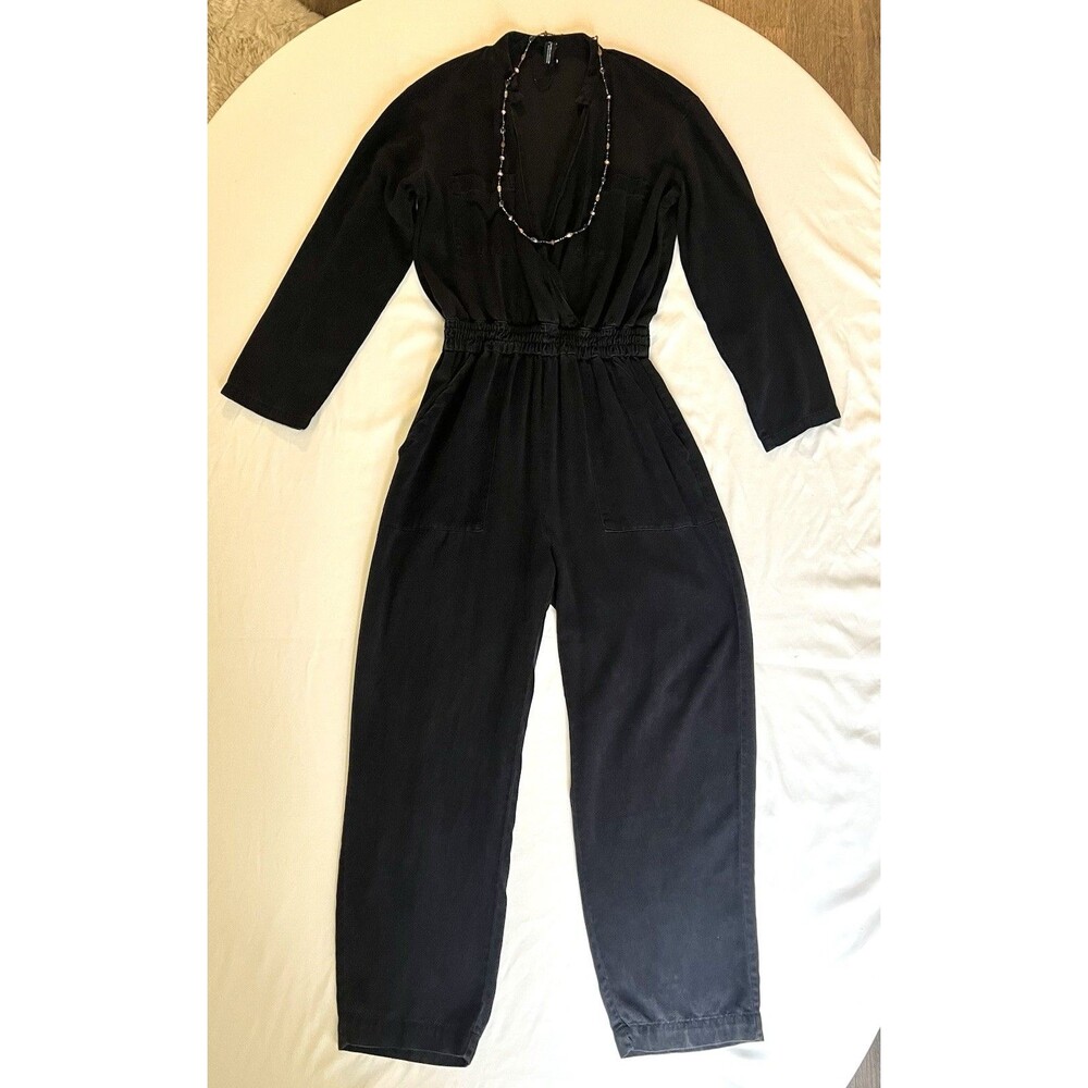 Zara Woman’s Black Jumpsuit S/XS Lagenlook Comfy Casual Wear Utility Pockets